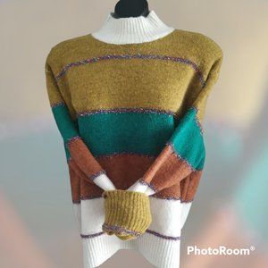 🛍️4/$19🛍️L🌼Allison New York VINTAGE MULTICOLORED STRIPE COMFY SWEATER